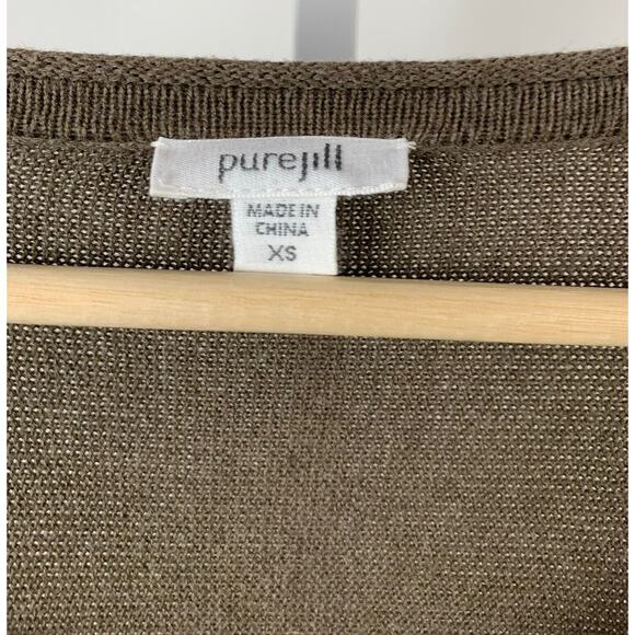 J. JILL Pure Jill XS Oversized Boxy Cardigan Sweater Dolman Sleeve Cotton Brown - Picture 3 of 7